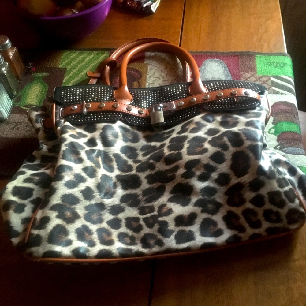 Large cheetah print bag